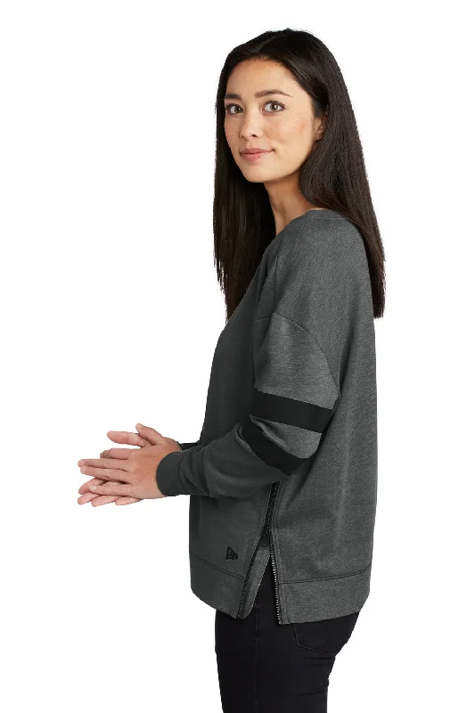 New Era Womens Varsity Fleece Crewneck Sweatshirt - Heather Black - Closeout