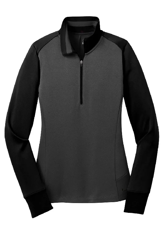 Nike Womens Dri-Fit Moisture Wicking 1/4 Zip Sweatshirt - Anthracite Grey/Black