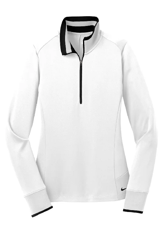 Nike Womens Dri-Fit Moisture Wicking 1/4 Zip Sweatshirt - White/Black