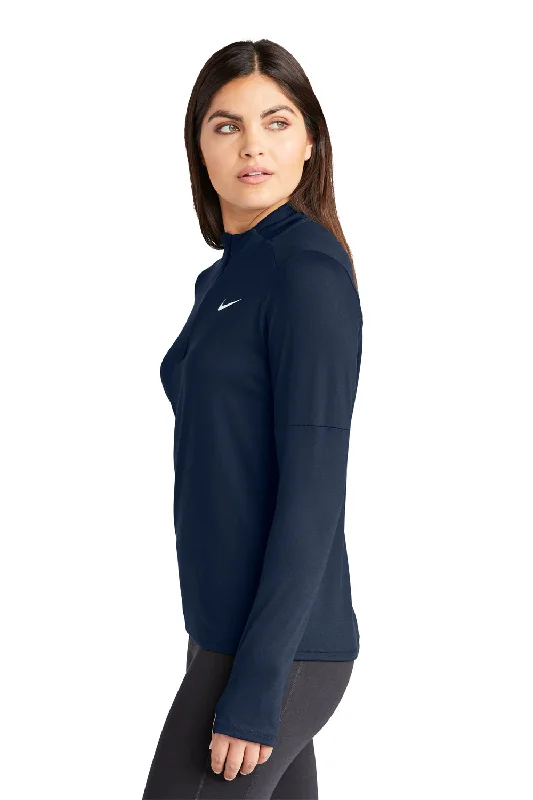 Nike Womens Element Dri-Fit Moisture Wicking 1/4 Zip Sweatshirt - Navy Blue