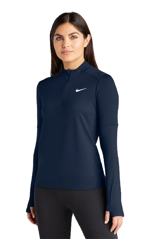 Nike Womens Element Dri-Fit Moisture Wicking 1/4 Zip Sweatshirt - Navy Blue