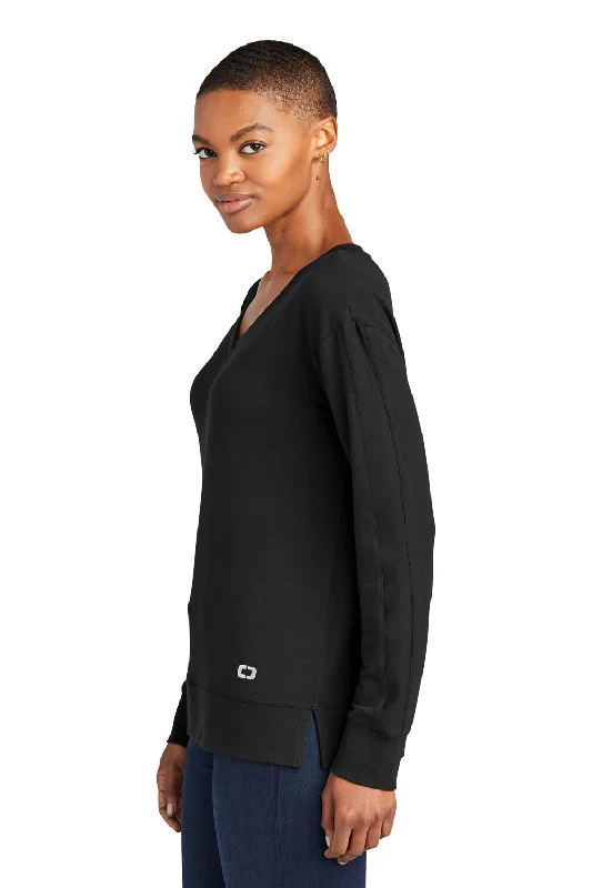 Ogio Womens Luuma Flex V-Neck Sweatshirt - Blacktop