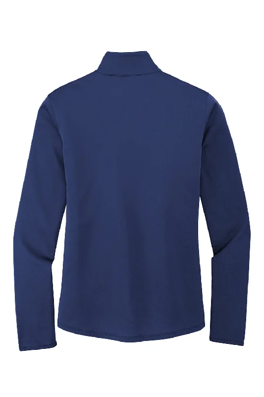 Port Authority Womens Silk Touch Performance Moisture Wicking 1/4 Zip Sweatshirt - Royal Blue/Steel Grey