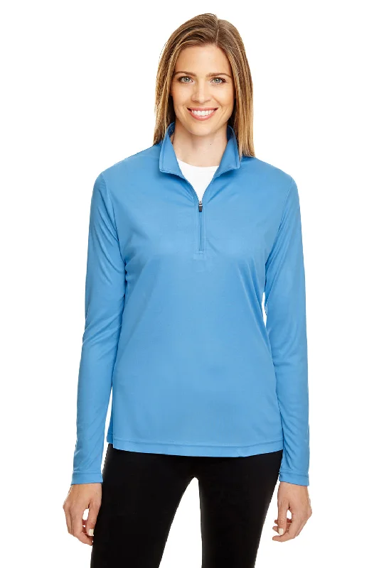 Team 365 Womens Zone Performance Moisture Wicking 1/4 Zip Sweatshirt - Light Blue