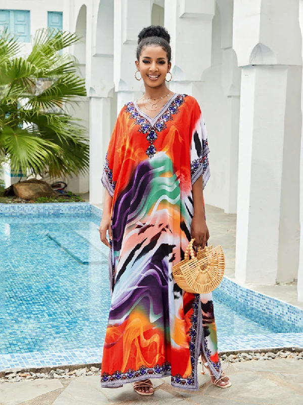 Sound Of Love Women's Rayon Multicolor Kaftan Dress