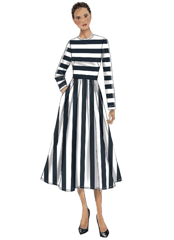 Vogue Pattern 9197 Jewel-Neck, Gathered Skirt-Dresses