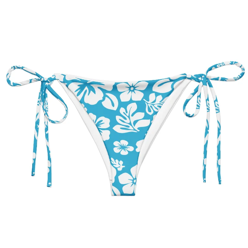 Aqua and White Hawaiian Flowers String Bikini Bottoms Striped bikini, Fun design, Trendy, Comfortable Aqua and White Hawaiian Flowers String Bikini Bottoms Striped bikini, Fun design, Trendy, Comfortable