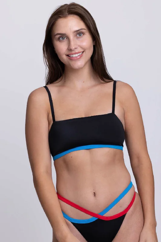 Aliya Bikini Top - Black Contrast Metallic two-piece, Glamorous, Sexy, Fashionable