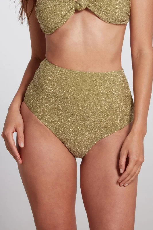 Claire High Waist Bikini Bottom Lurex Green Ruched top bikini, Trendy, Sexy, Comfortable Claire High Waist Bikini Bottom Lurex Green Ruched top bikini, Trendy, Sexy, Comfortable