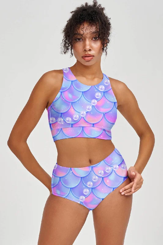 Making Waves Carly Purple Mermaid Print High Neck Bikini Top - Women Animal print bikini, Bold, Sexy, Fashionable Making Waves Carly Purple Mermaid Print High Neck Bikini Top - Women Animal print bikini, Bold, Sexy, Fashionable