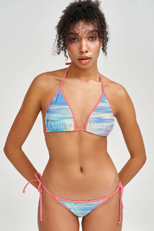 Milkshake Lara Pink Blue Tie Dye Triangle String Bikini Top - Women Beach bikini set, Comfortable, Trendy, Sexy Milkshake Lara Pink Blue Tie Dye Triangle String Bikini Top - Women Beach bikini set, Comfortable, Trendy, Sexy