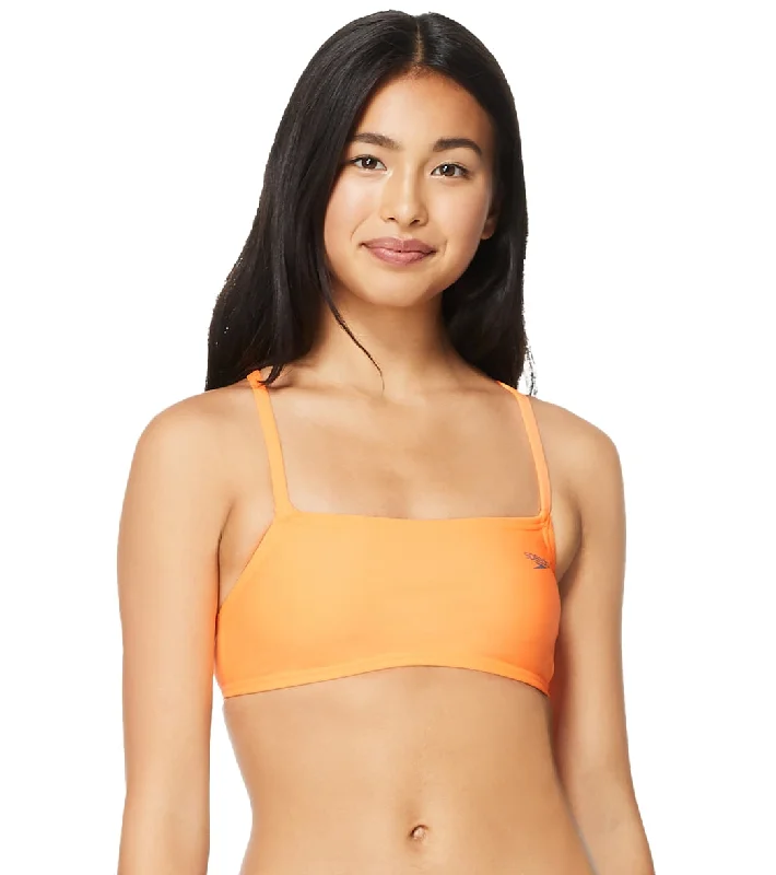 Speedo Women's Solid Strappy Fixed Back Bikini Top Orange Pop Monochrome bikini, Sleek, Simple, Sexy Speedo Women's Solid Strappy Fixed Back Bikini Top Orange Pop Monochrome bikini, Sleek, Simple, Sexy