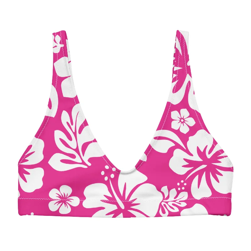 White Hawaiian Hibiscus Flowers on Hot Pink Halter Bikini Top Sport bikini, Activewear, Comfortable, Trendy White Hawaiian Hibiscus Flowers on Hot Pink Halter Bikini Top Sport bikini, Activewear, Comfortable, Trendy