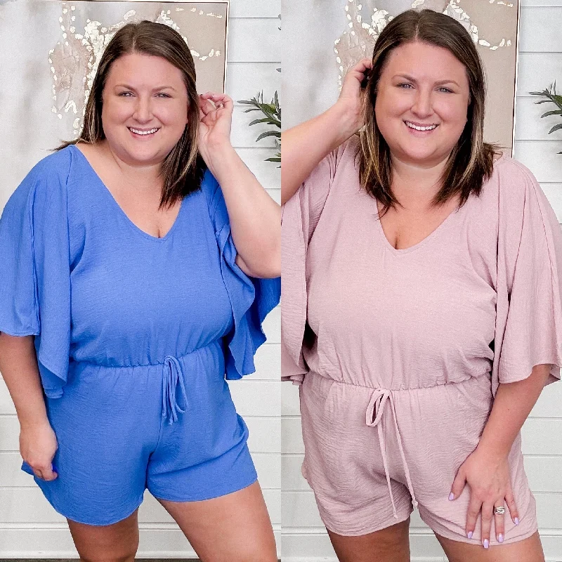 DOORBUSTER!! All the Right Lightweight Short Sleeve Avery Mae Romper - 2 colors! Denim blue jumpsuit, Classic, Casual chic, Stylish DOORBUSTER!! All the Right Lightweight Short Sleeve Avery Mae Romper - 2 colors! Denim blue jumpsuit, Classic, Casual chic, Stylish