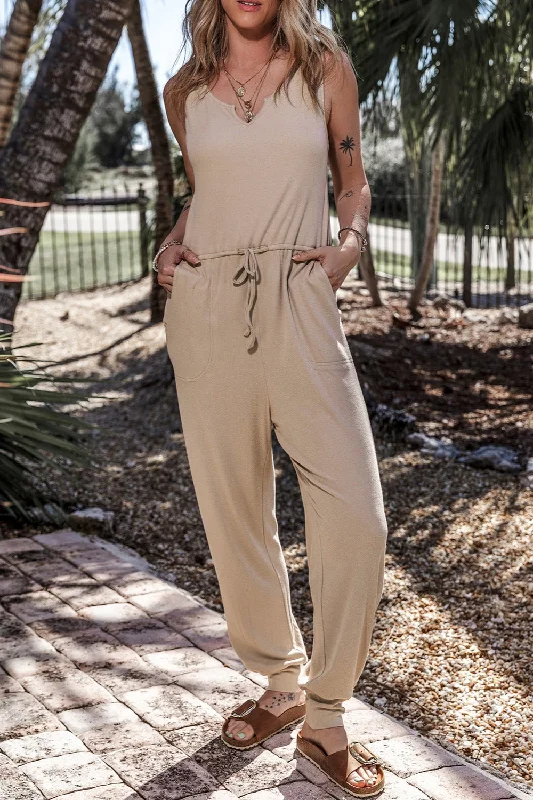 Drawstring Notched Wide Strap Jumpsuit Printed floral jumpsuit, Summer, Relaxed fit, Comfortable Drawstring Notched Wide Strap Jumpsuit Printed floral jumpsuit, Summer, Relaxed fit, Comfortable