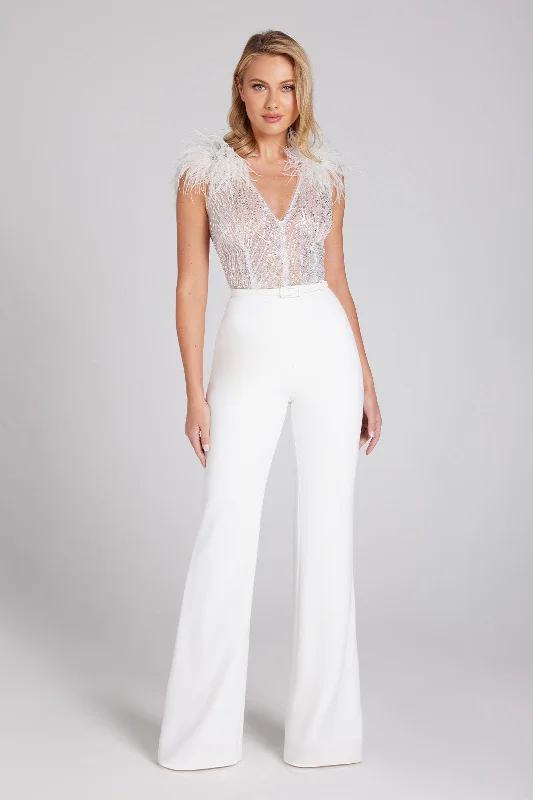 Elissa White Jumpsuit Structured jumpsuit, Tailored fit, Sleek, Professional