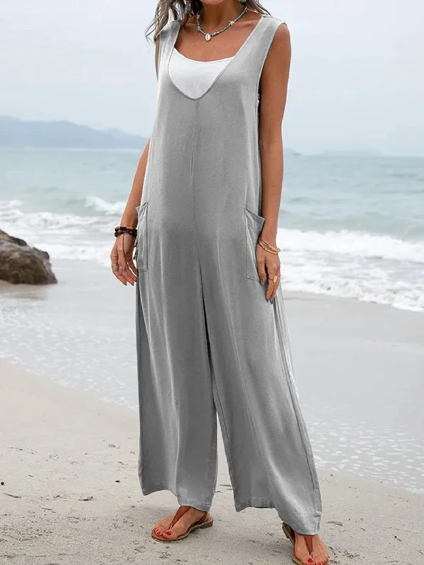 Wide Strap Jumpsuit with Pockets Strapless wide leg jumpsuit, Sexy, Comfortable, Trendy Wide Strap Jumpsuit with Pockets Strapless wide leg jumpsuit, Sexy, Comfortable, Trendy