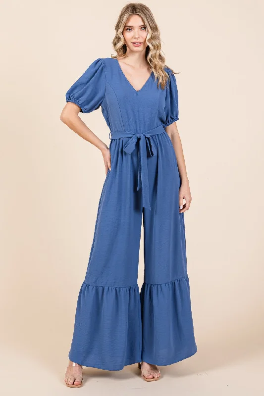 GeeGee V-Neck Belted Wide Leg Jumpsuit Strappy jumpsuit, Casual wear, Stylish, Comfortable GeeGee V-Neck Belted Wide Leg Jumpsuit Strappy jumpsuit, Casual wear, Stylish, Comfortable