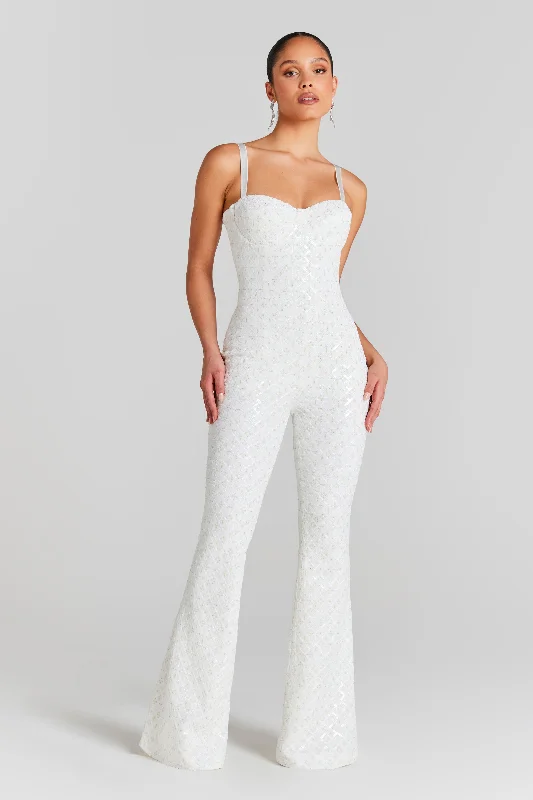 Hailey White Jumpsuit Zipper jumpsuit, Sleek, Trendy, Casual