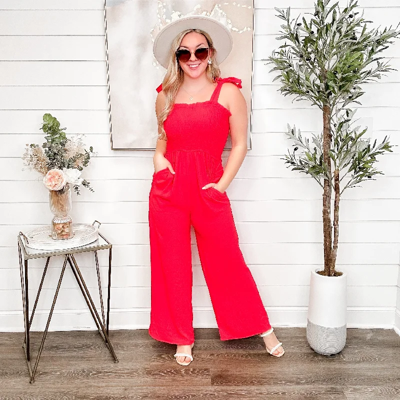 I'm Busy Red Avery Mae Jumpsuit White jumpsuit, Classic style, Elegant, Summer wear