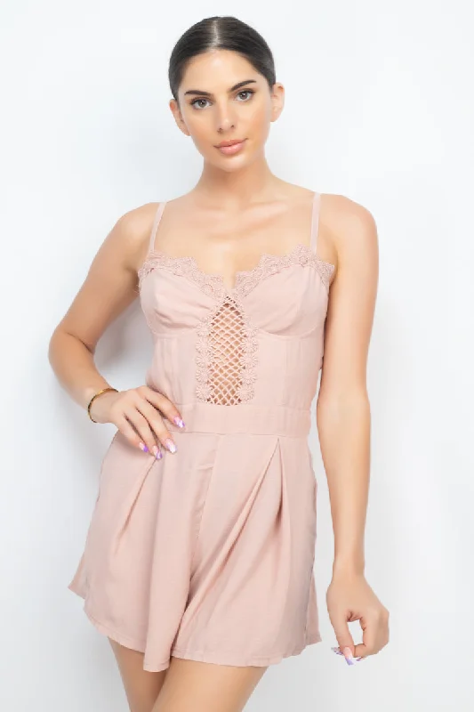 Cinched Zip Sweetheart Pleated Romper Wide leg denim jumpsuit, Casual, Comfortable, Trendy Cinched Zip Sweetheart Pleated Romper Wide leg denim jumpsuit, Casual, Comfortable, Trendy