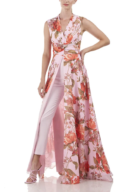 Kay Unger V-neck sleeveless pleated printed chiffon skinny leg scuba crepe jumpsuit Off-the-shoulder jumpsuit, Sexy, Elegant, Trendy Kay Unger V-neck sleeveless pleated printed chiffon skinny leg scuba crepe jumpsuit Off-the-shoulder jumpsuit, Sexy, Elegant, Trendy
