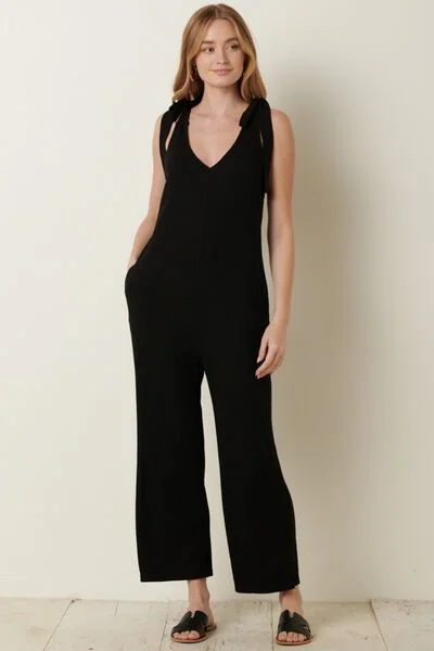 Mittoshop Rib Knit V-Neck Cross Back Jumpsuit Sleeveless jumpsuit, Chic, Comfortable, Casual Mittoshop Rib Knit V-Neck Cross Back Jumpsuit Sleeveless jumpsuit, Chic, Comfortable, Casual