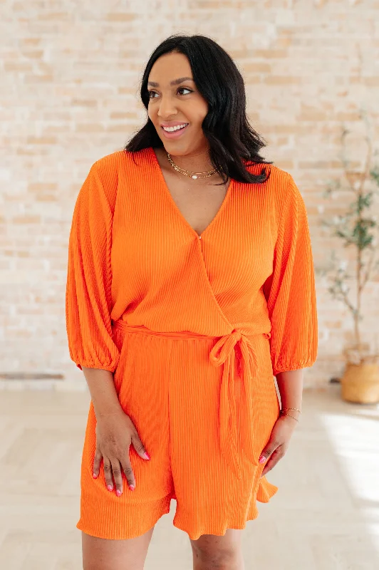 Roll With me Romper in Tangerine Cotton jumpsuit, Casual, Comfortable, Trendy