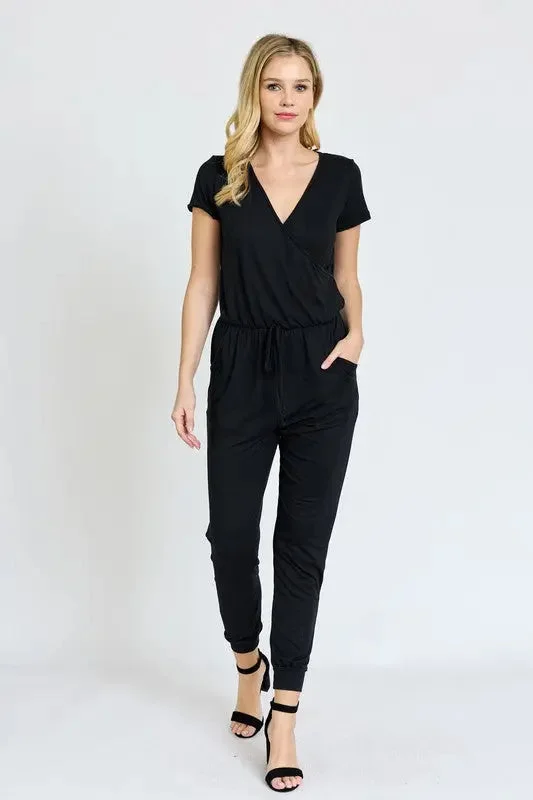 Short Sleeve Jogger Jumpsuit One-shoulder jumpsuit, Sexy, Fashionable, Night out