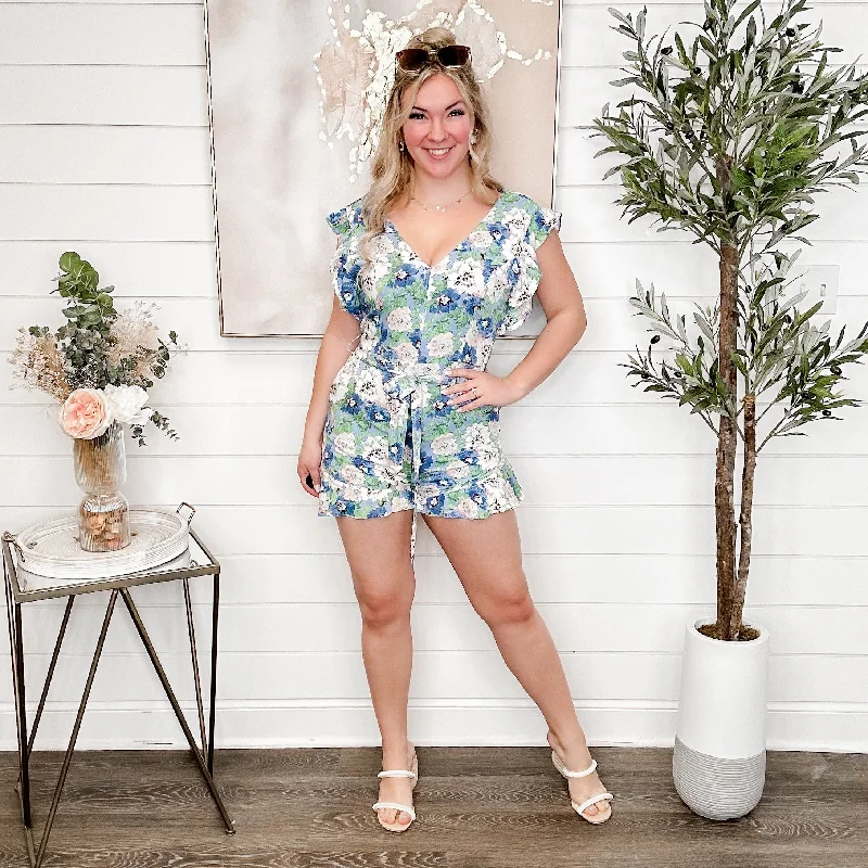 Showing Up For Good Rayon Short Sleeve Blue Avery Mae Romper Plus size jumpsuit, Curvy fit, Comfort, Stylish Showing Up For Good Rayon Short Sleeve Blue Avery Mae Romper Plus size jumpsuit, Curvy fit, Comfort, Stylish