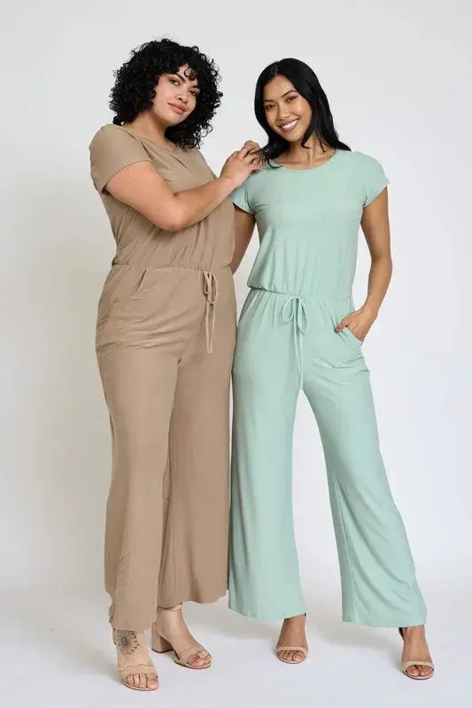 Spring Short Sleeve Jumpsuit W/Pocket Casual denim jumpsuit, Comfortable, Street style, Trendy Spring Short Sleeve Jumpsuit W/Pocket Casual denim jumpsuit, Comfortable, Street style, Trendy