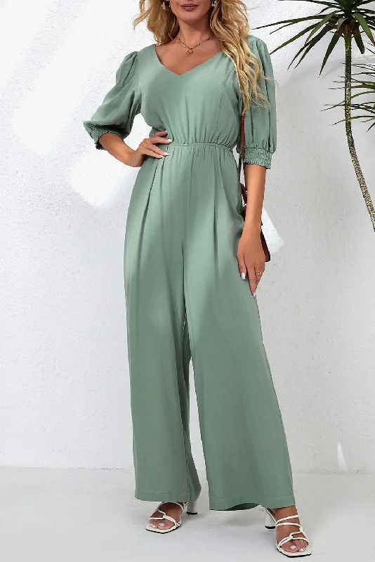 V-Neck Half Sleeve Jumpsuit Red jumpsuit, Bold color, Sexy, Party wear
