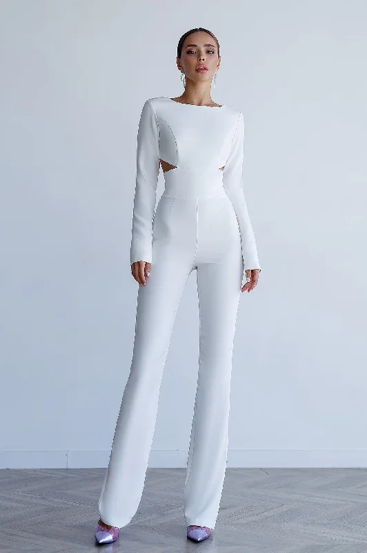 White Backless Cut-Out Jumpsuit Sexy jumpsuit, Fashionable, Sleek, Trendy