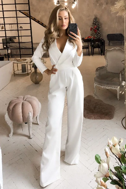 White Bridal Jumpsuit Jumpsuit with buttons, Relaxed fit, Street style, Comfortable